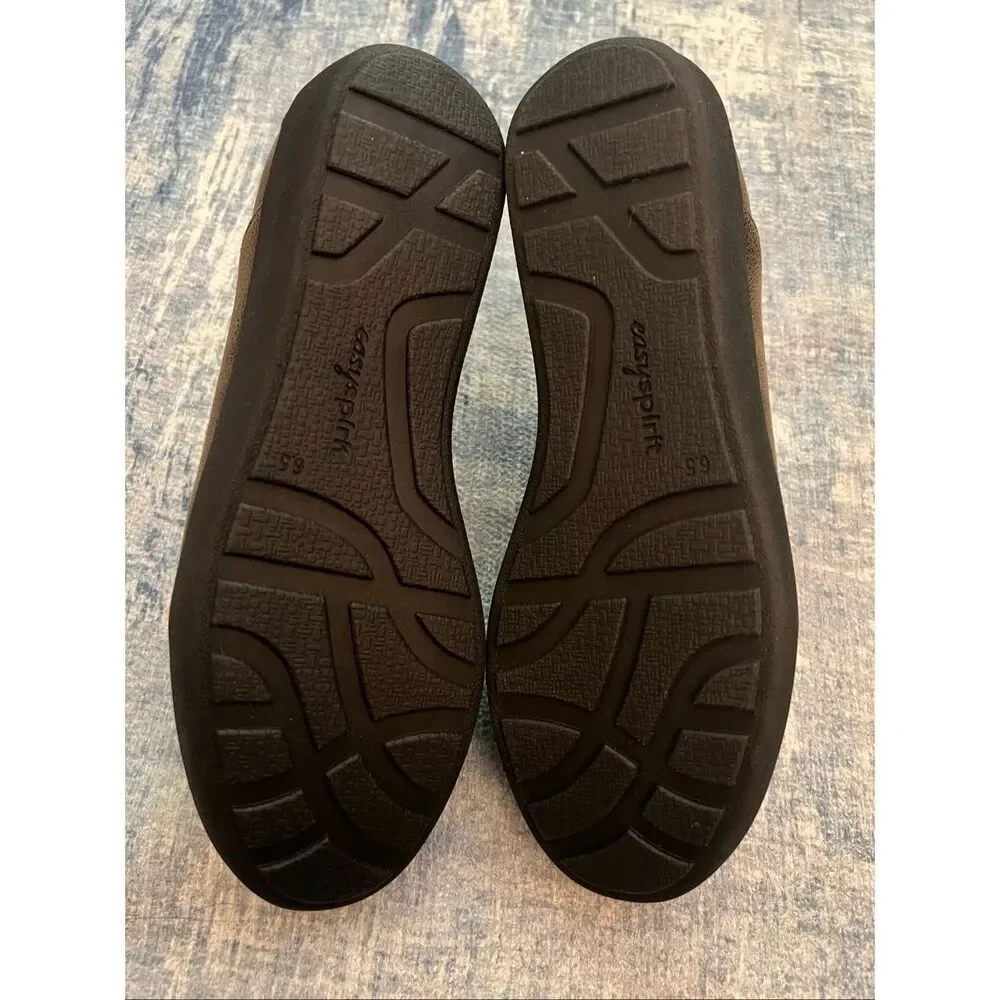 Easy Spirit e360 Grey Brown Kelt Casual Comfort Wedge Slip On Loafer 6.5 Wide